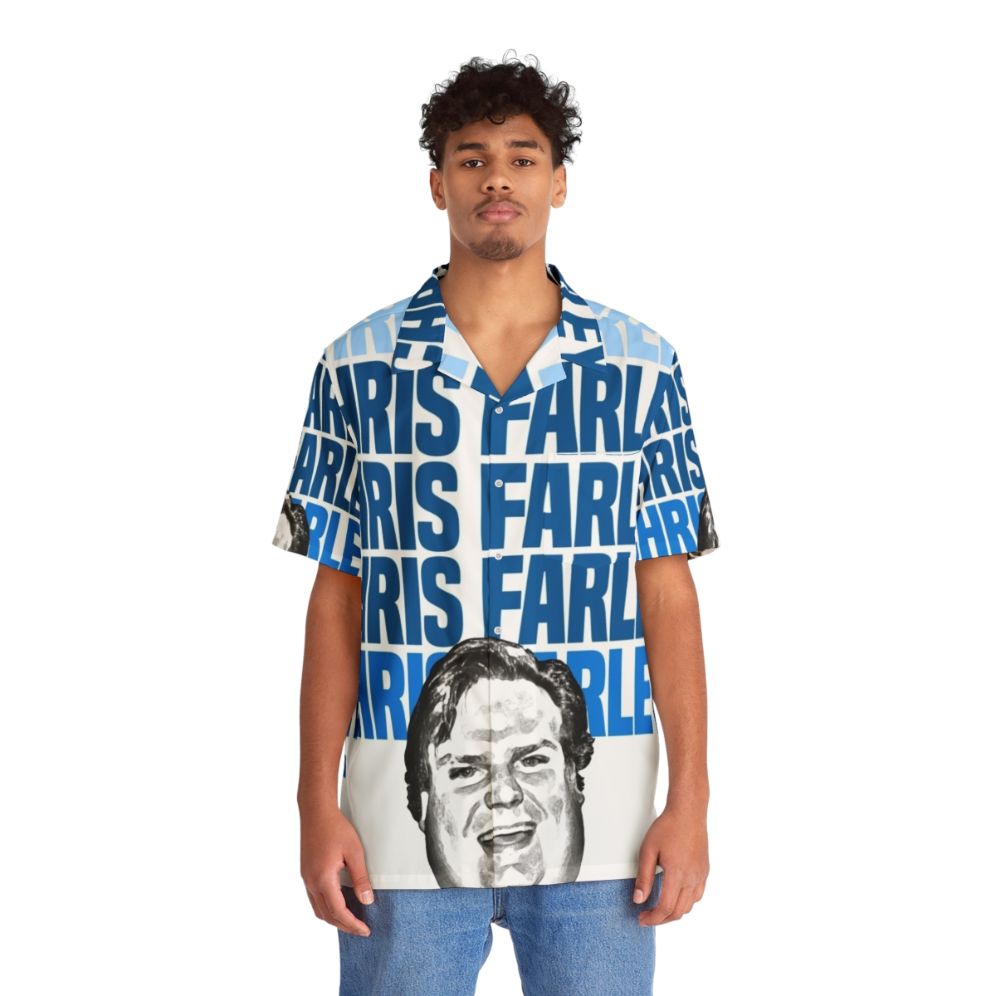 Chris Farley nostalgia Hawaiian shirt with happy face graphic - People Front