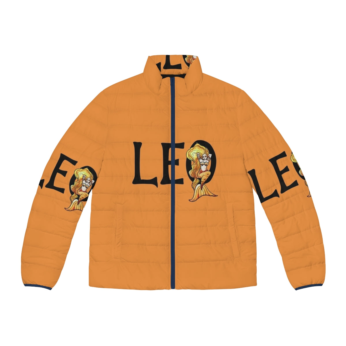 Leo puffer jacket with zodiac and astrology design