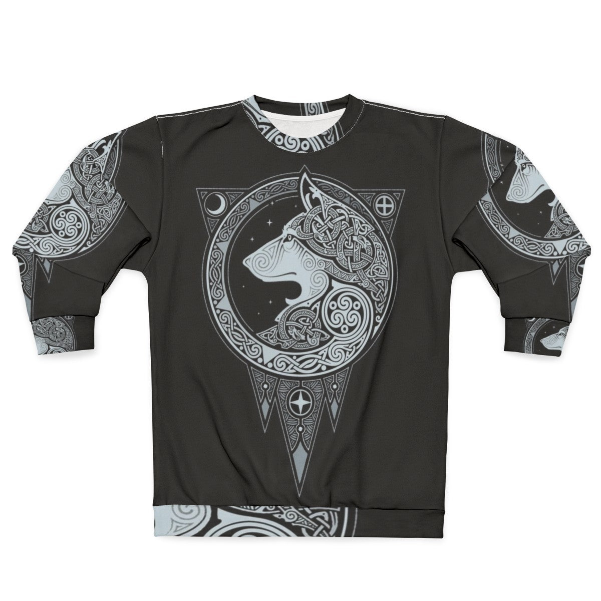 Norse Ulv Silver Sweatshirt with Scandinavian Mythology and Wolf Graphic