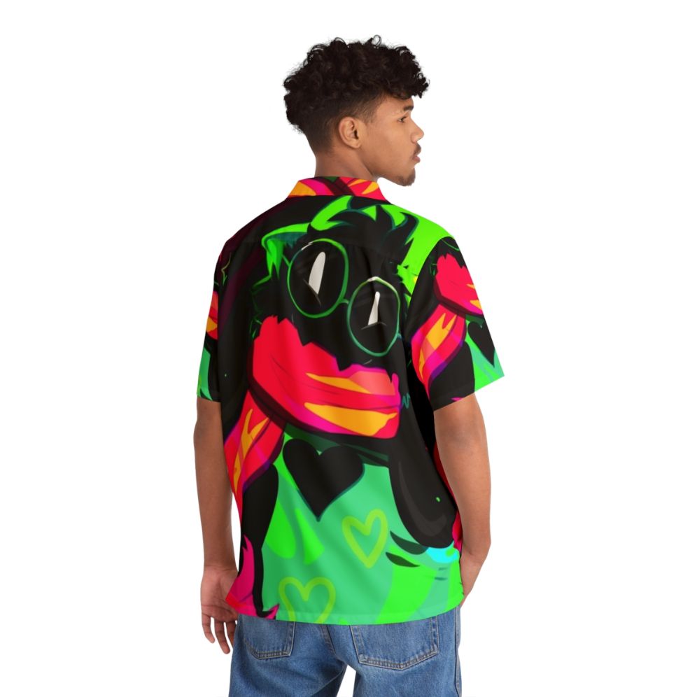 Ralsei Hawaiian Shirt with Neon Rainbow Design - People Back