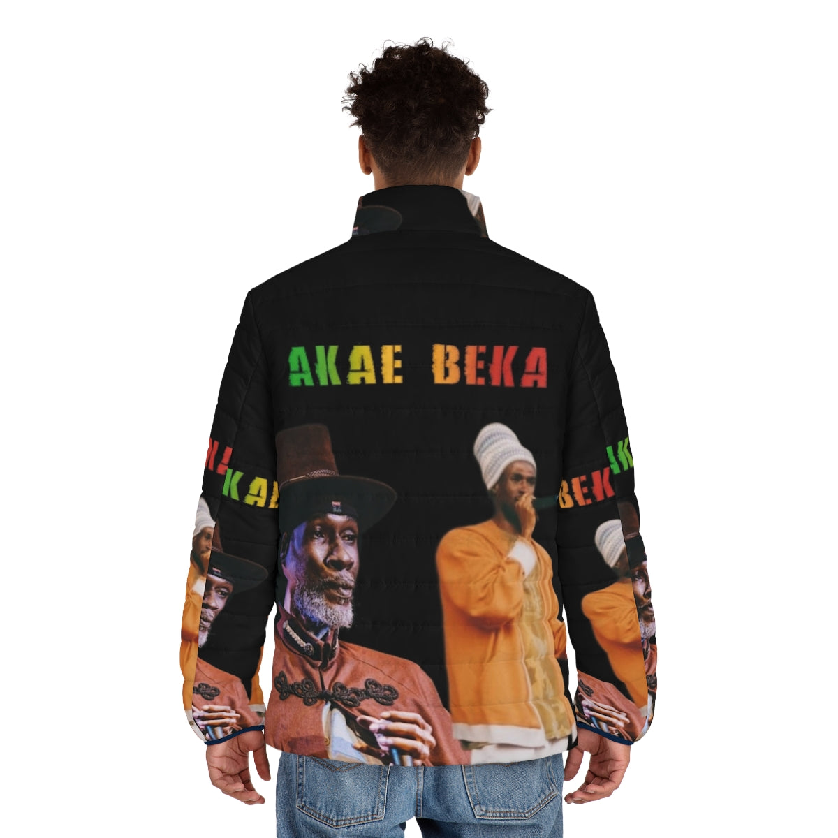 Akae Got Midnite Puffer Jacket - Warm Reggae Rasta Winter Jacket - men back