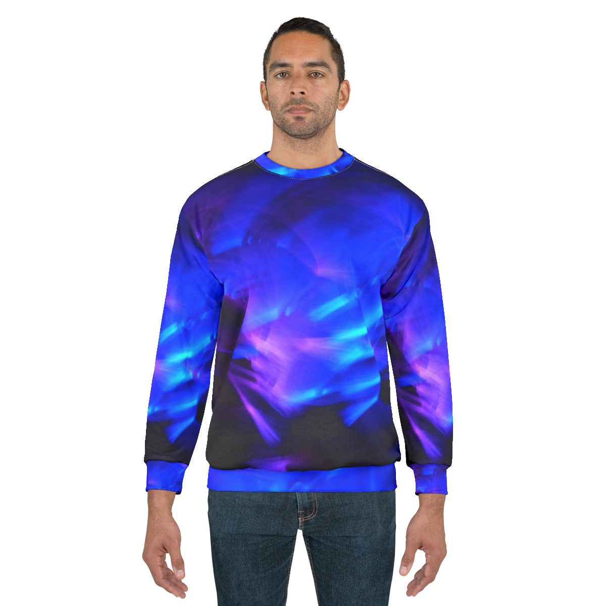 Glow in the dark sweatshirt with vibrant, swirling design - men