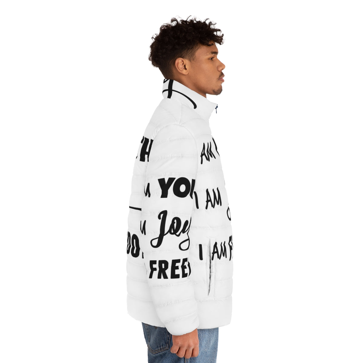 "I Am Puffer Jacket" - Embrace your youth, joy, and freedom with this Disney-inspired puffer jacket - men side right