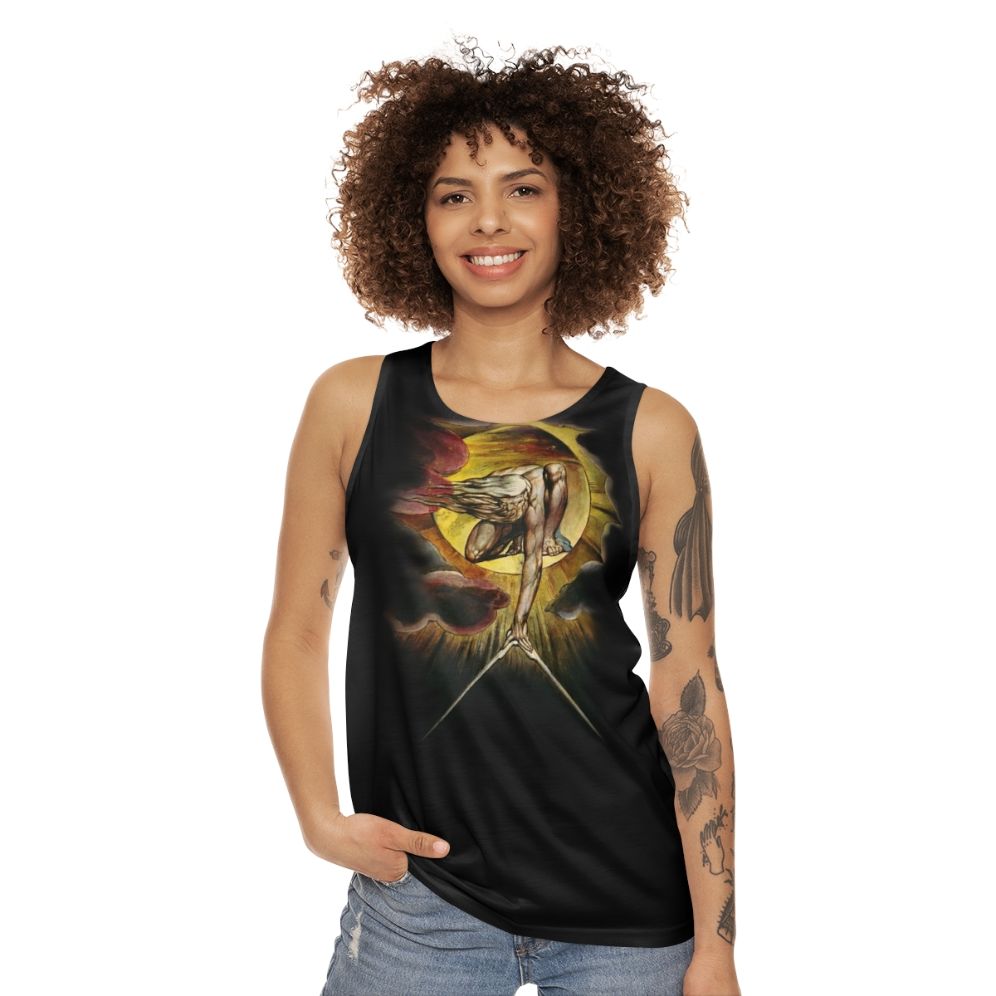 Unisex tank top featuring the mystical artwork "The Ancient of Days" by William Blake - women