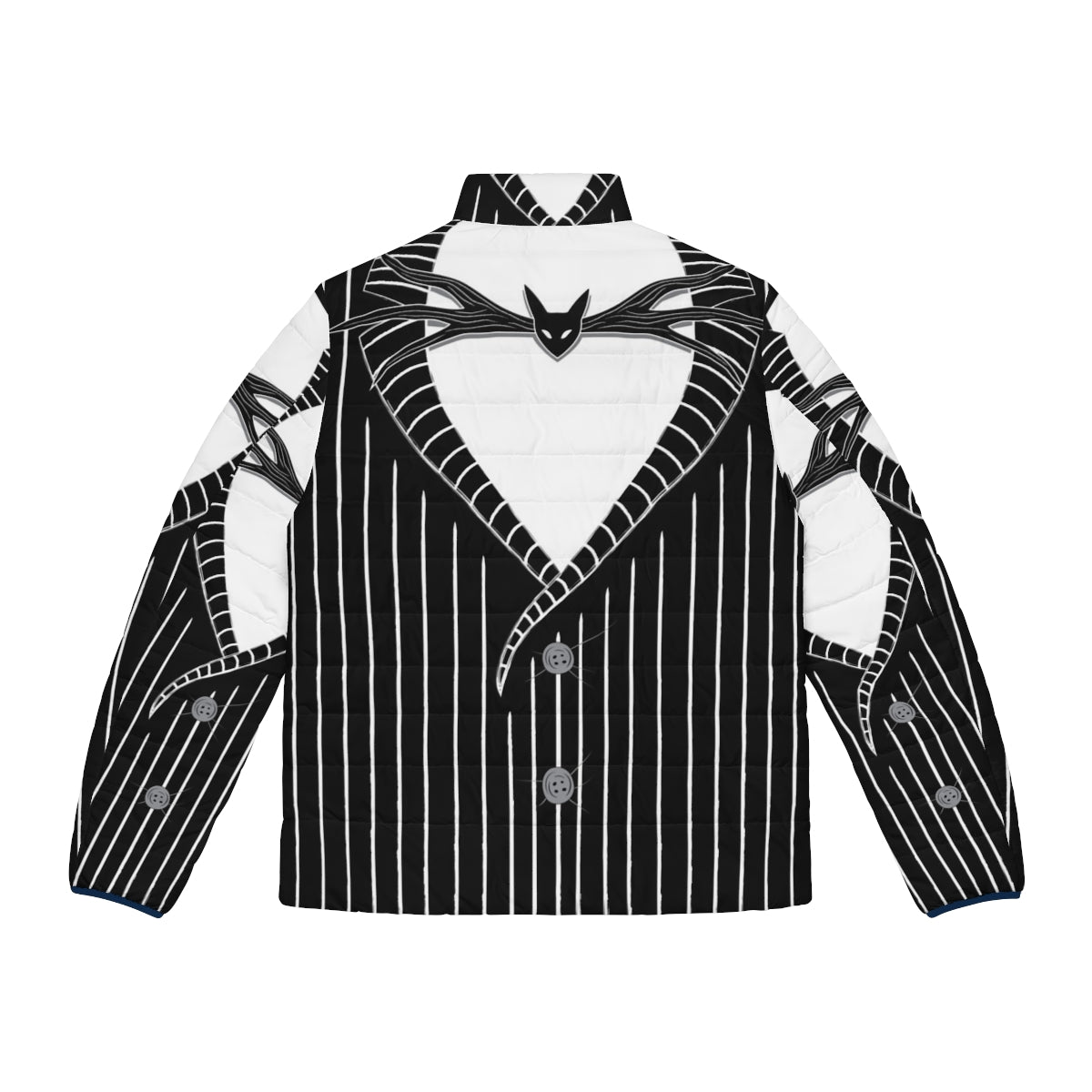 Halloween Tuxedo Puffer Jacket with Skeleton Design - Back