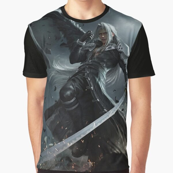 Sephiroth One Winged Angel Graphic T-Shirt featuring the iconic villain from Final Fantasy VII