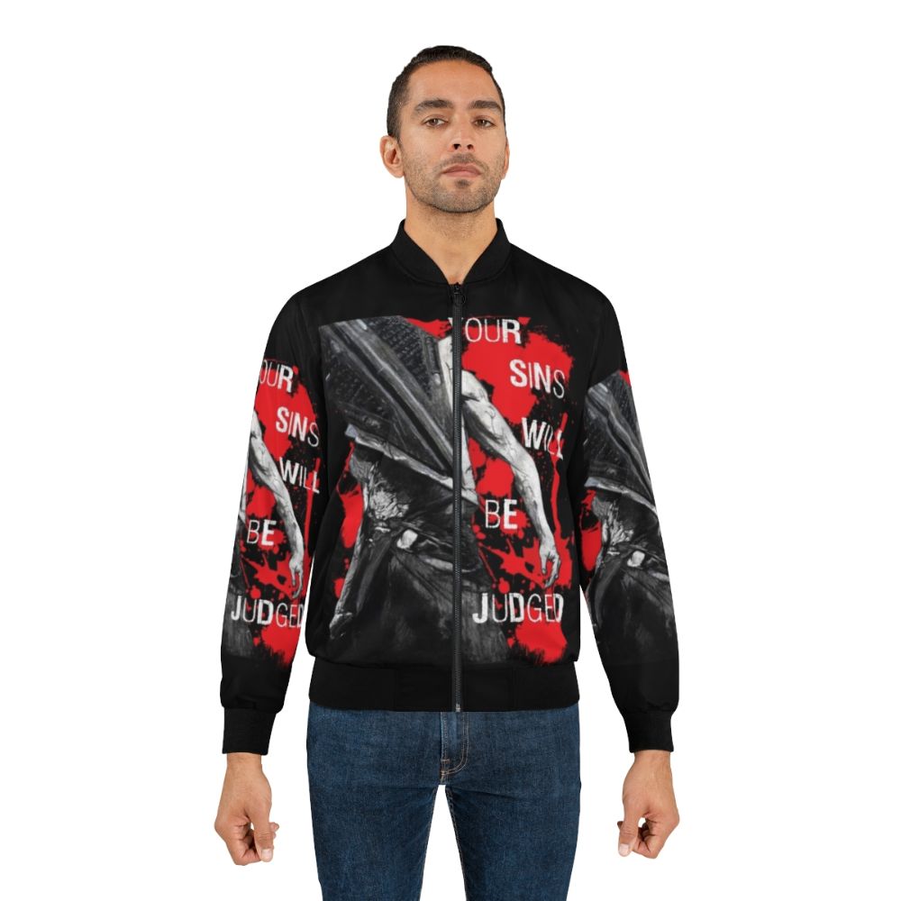 Horror-themed bomber jacket with spooky imagery - Lifestyle