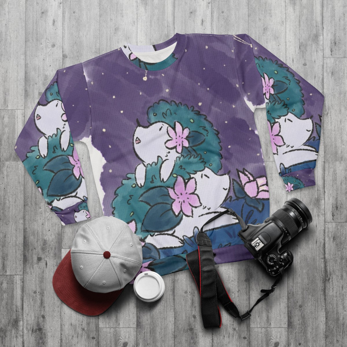 Shaymin Pokemon Hedgehog Sweatshirt - flat lay