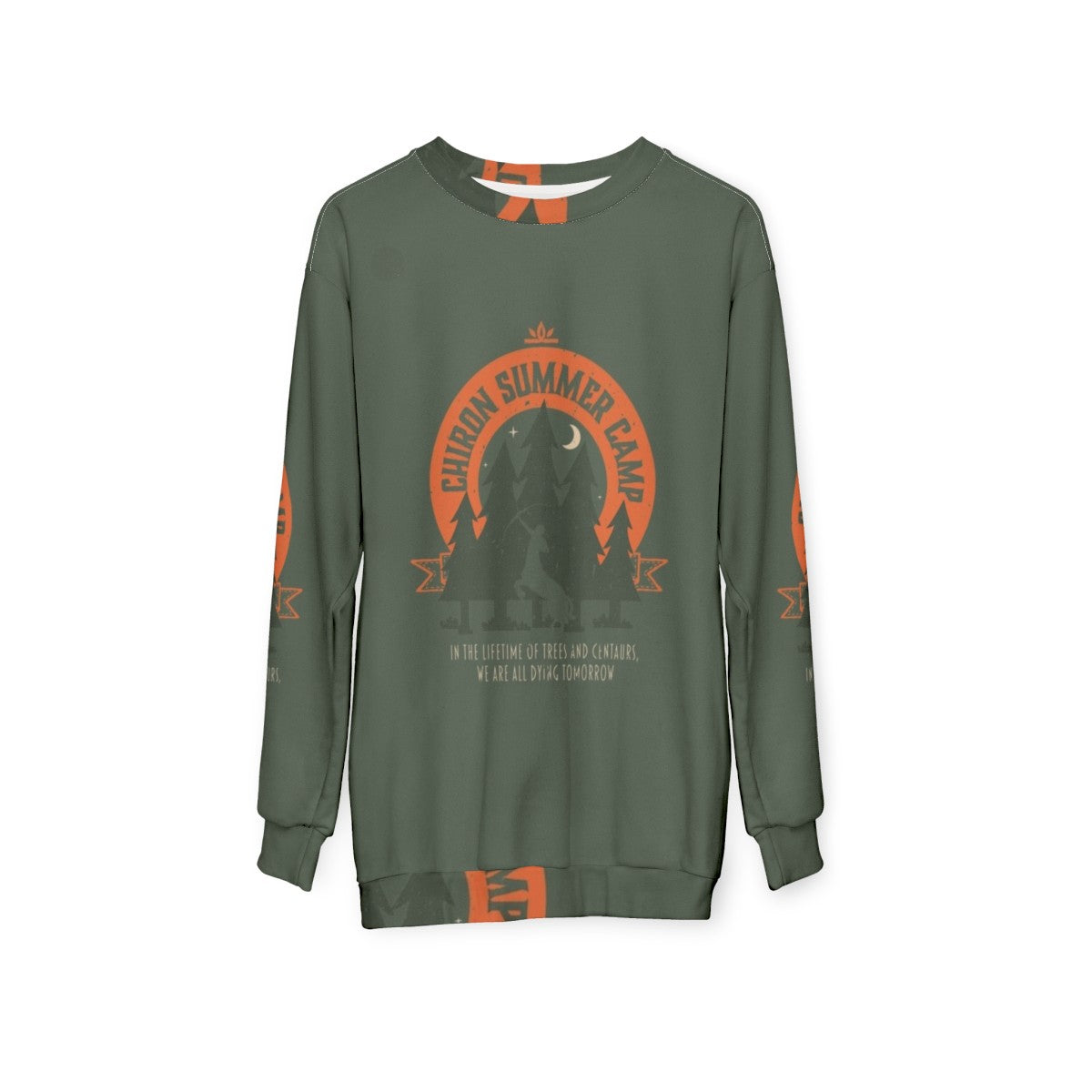 Chiron Summer Camp Sweatshirt with Song of Achilles Design - hanging