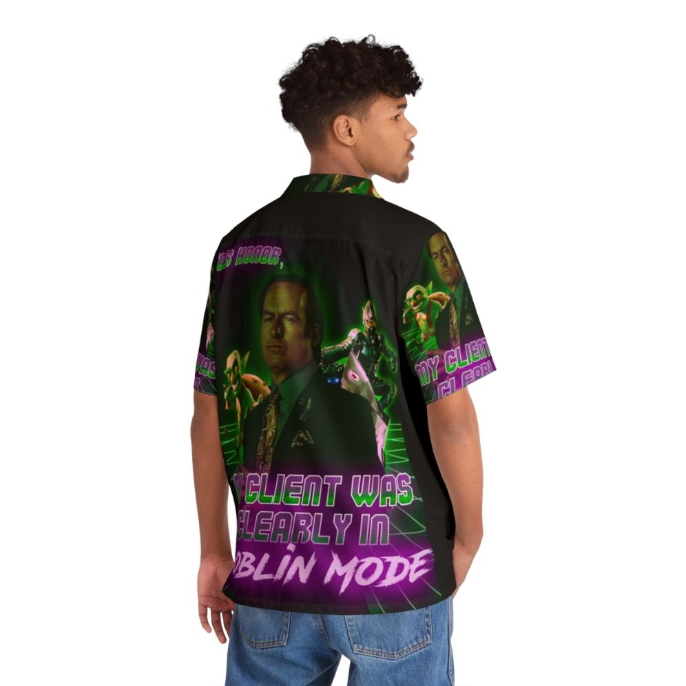 Goblin Mode Hawaiian Shirt with Tropical Print - People Back