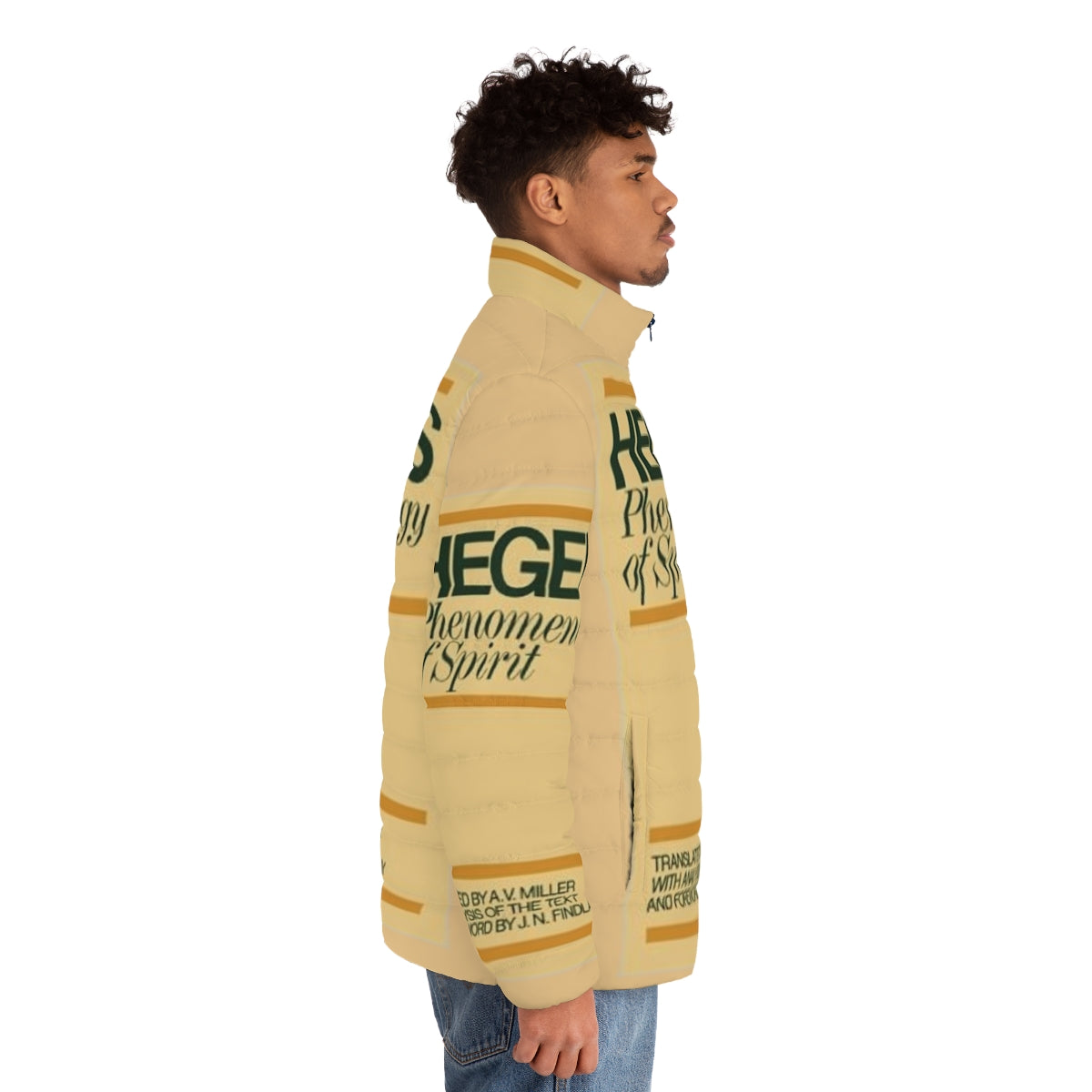 Hegel Phenomenology of Spirit inspired puffer jacket for stylish winter wear - men side right