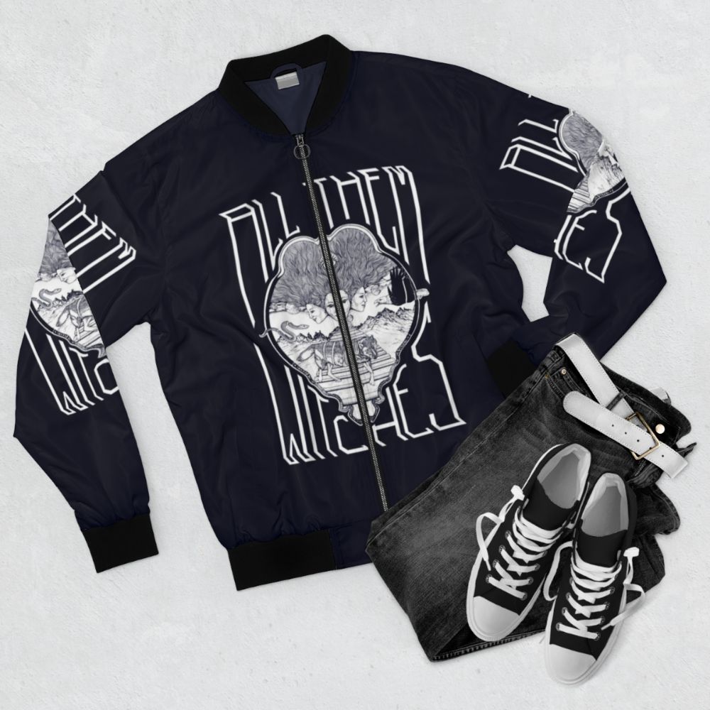 All Them Witches American Stoner Rock Band Black Bomber Jacket - Flat lay