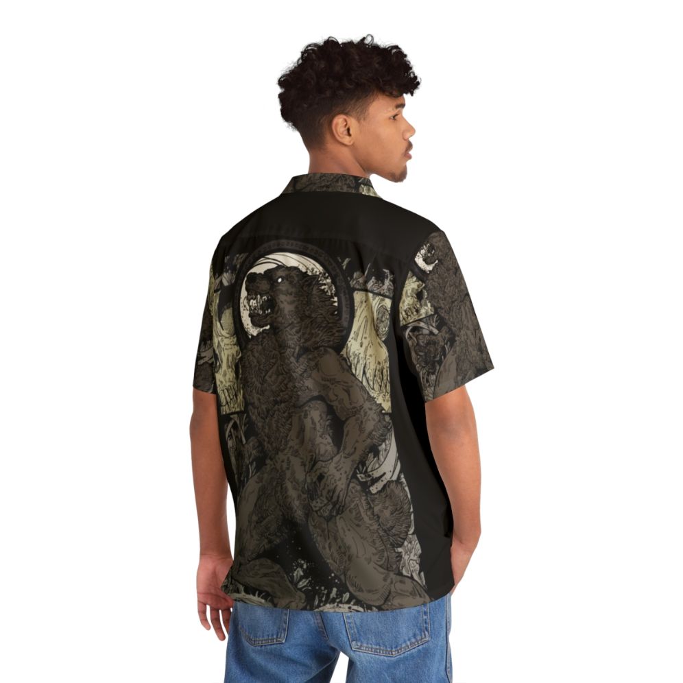 Ritual Wolf Hawaiian Shirt featuring a wolf and skull design - People Back