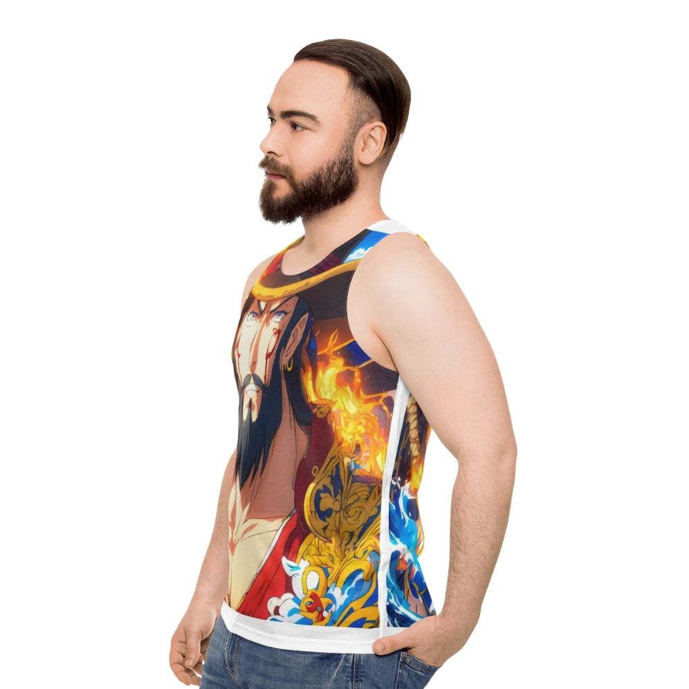 Unisex tank top with trendy graphic design - men side