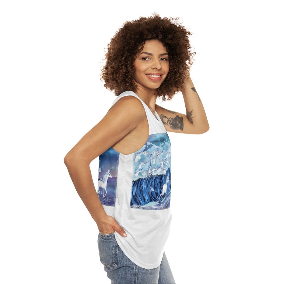 Unicorn Tank Top with Mythical Creature in the Sea - women side