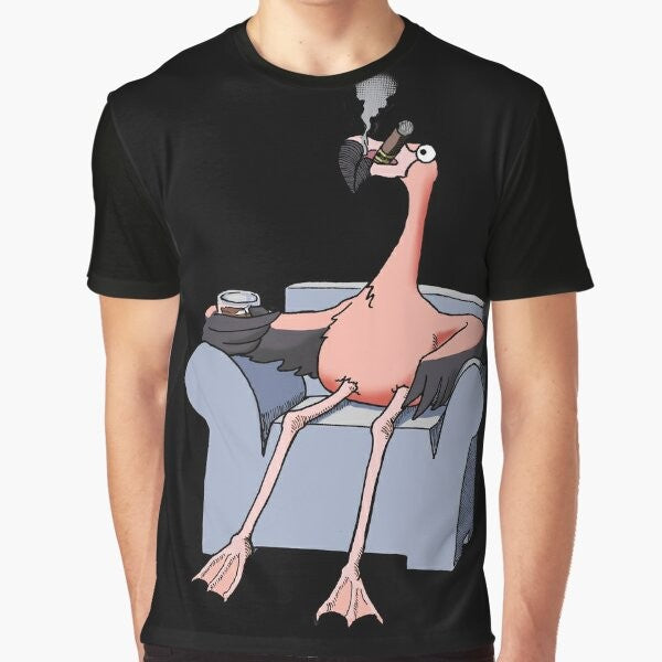 Denny Crane's Flamingo Graphic T-Shirt from the TV show Boston Legal