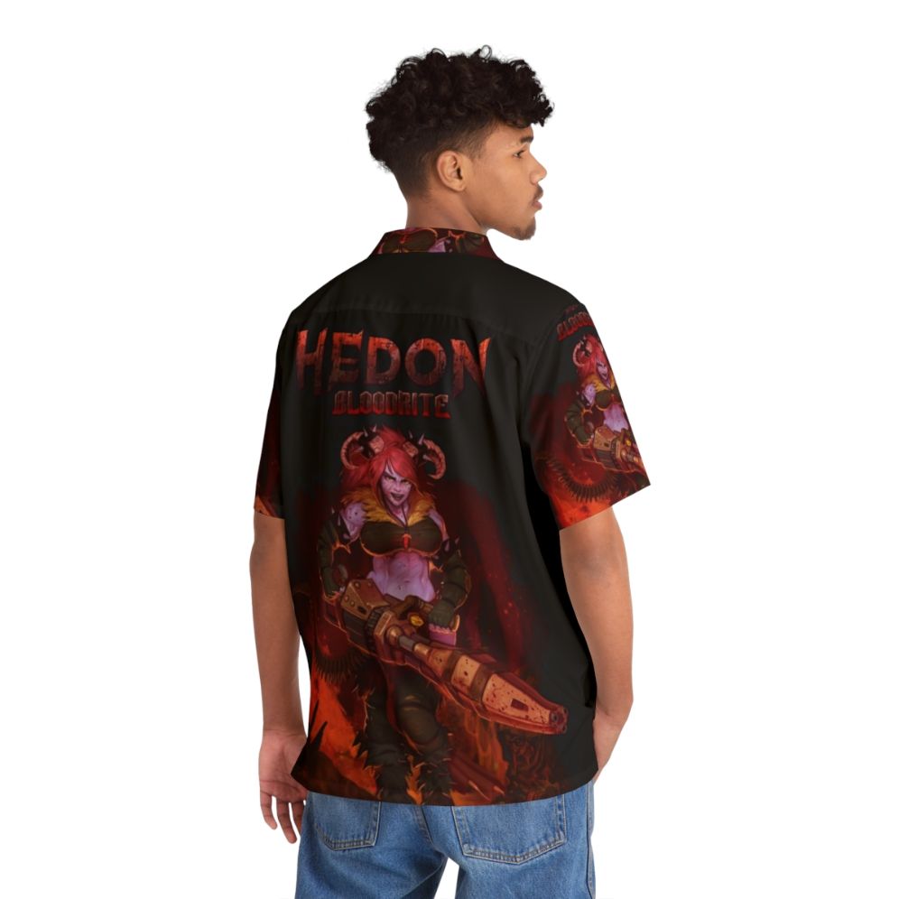 Retro Hedon Bloodrite Hawaiian Shirt - Fantasy Video Game Character Clothing - People Back