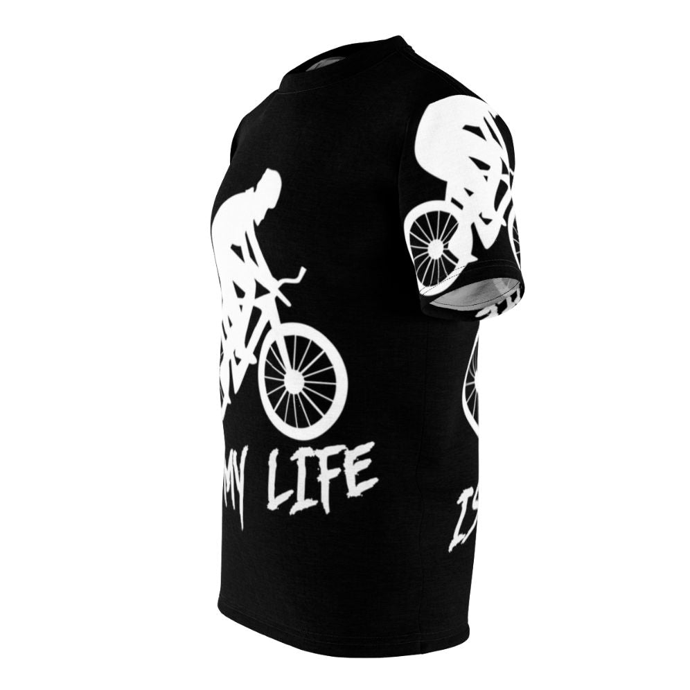 Stylish cycling t-shirt featuring a unique all-over print design for cycling enthusiasts. - men left