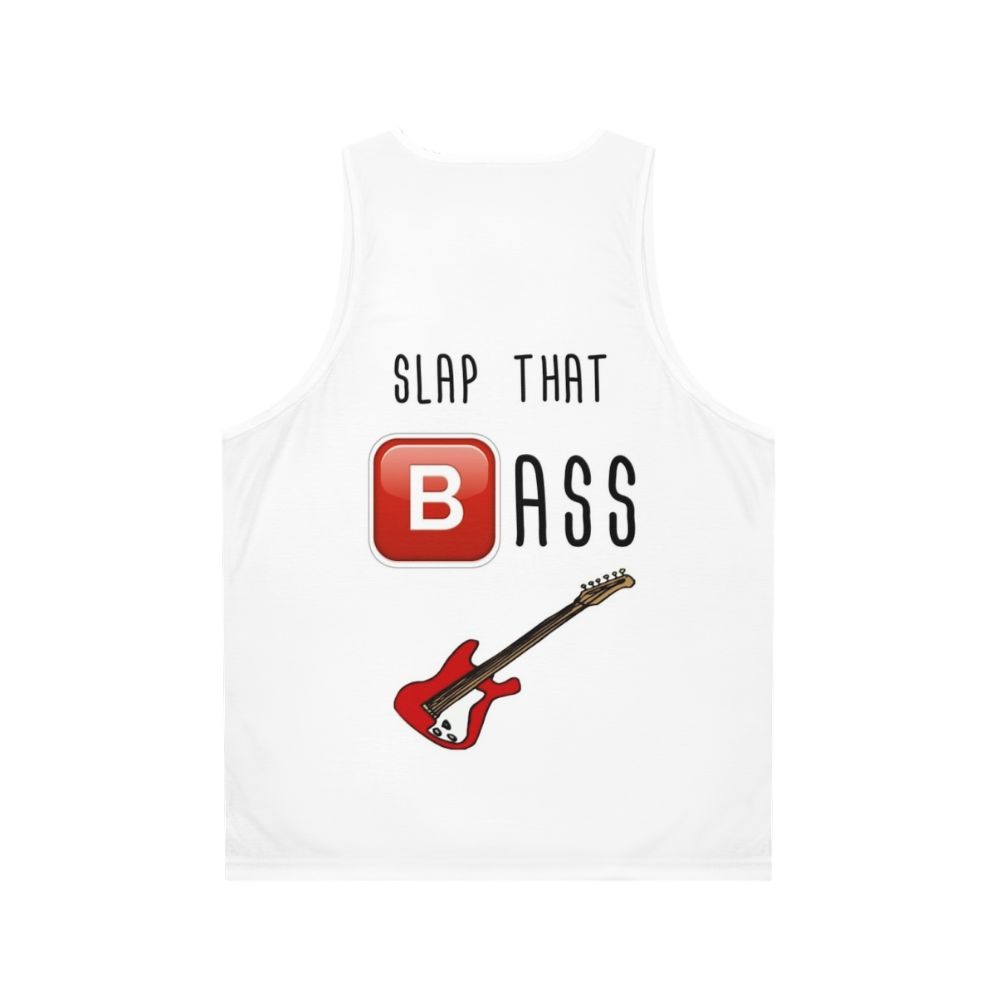 Unisex tank top with "Slap That Bass" design and impossible bassline theme - Back