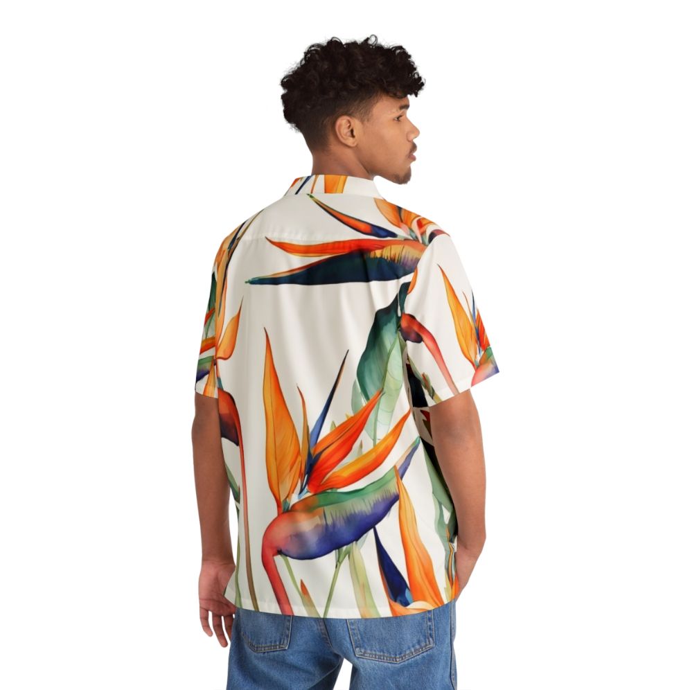 Colorful birds of paradise print on a hawaiian style shirt - People Back