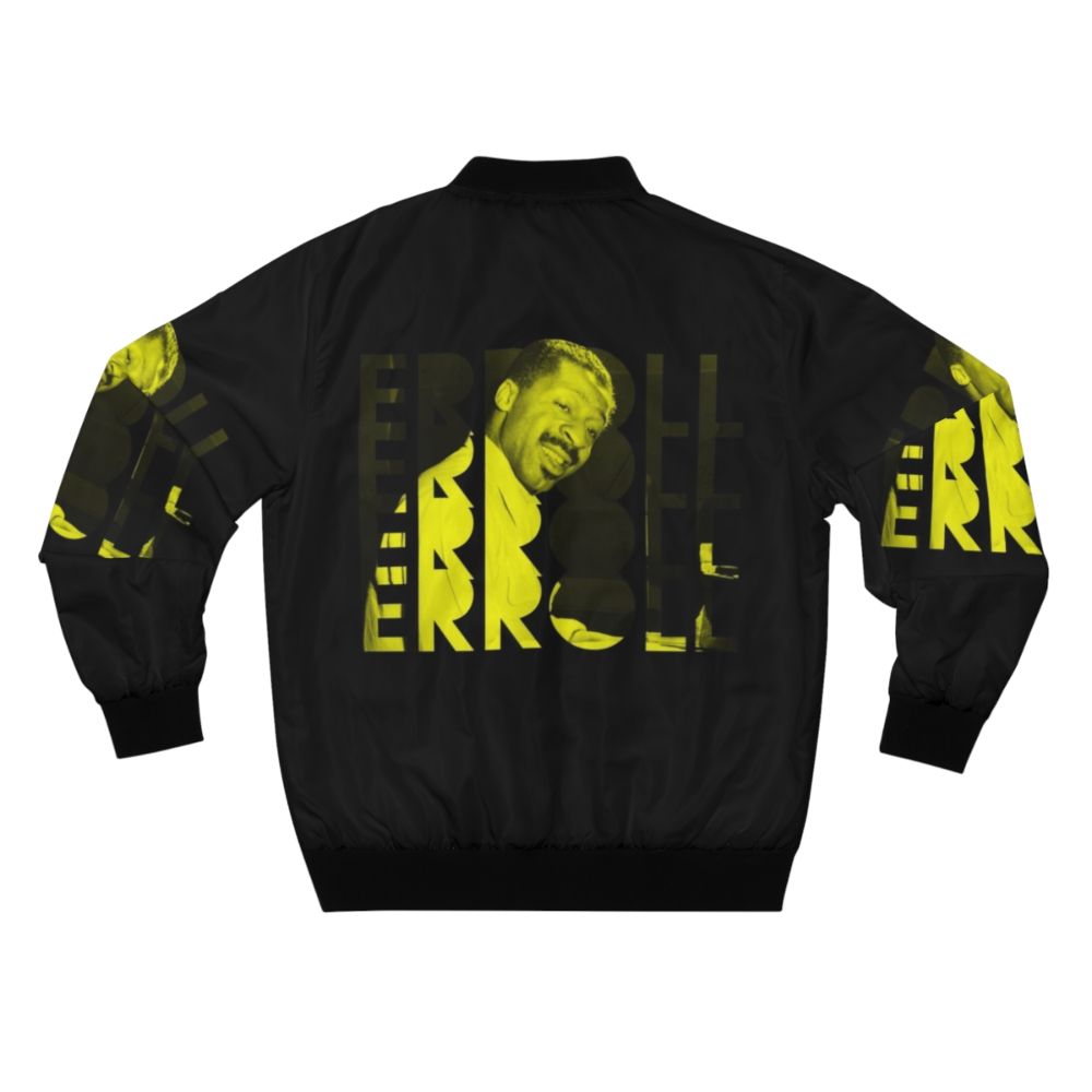 Erroll Garner Jazz Musician Bomber Jacket with Yellow Wave Lettering Design - Back