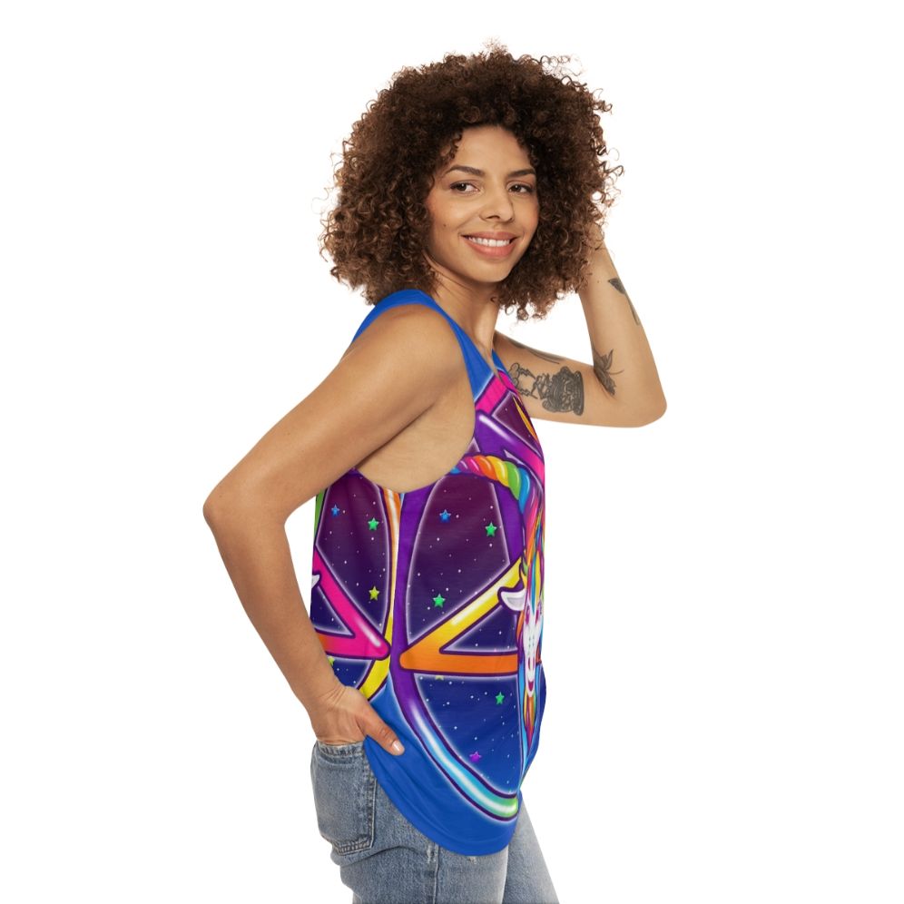 1997 Rainbow Neon Baphomet Unisex Tank Top - women side