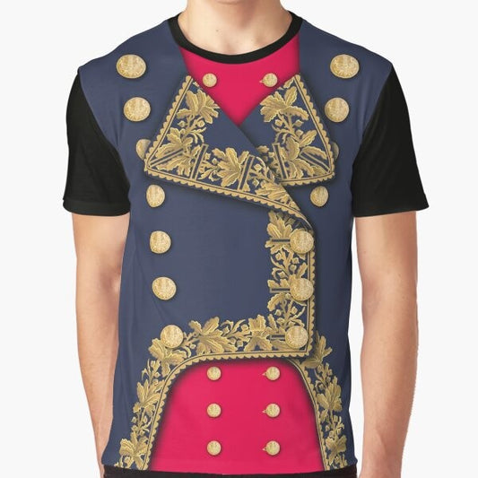 Napoleonic General Graphic T-Shirt featuring a vintage military uniform design in blue and red colors