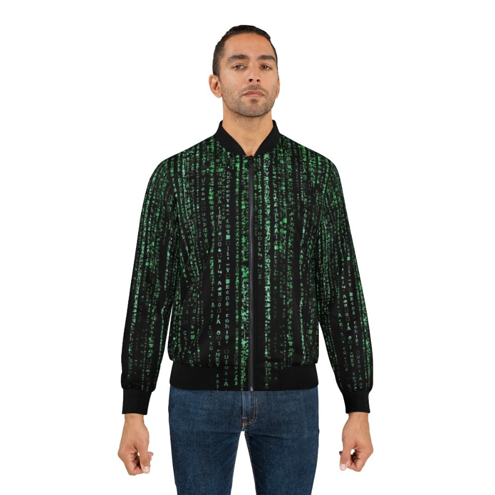 The Matrix Code Cyberpunk Bomber Jacket with Neo, Morpheus, and Trinity graphics - Lifestyle