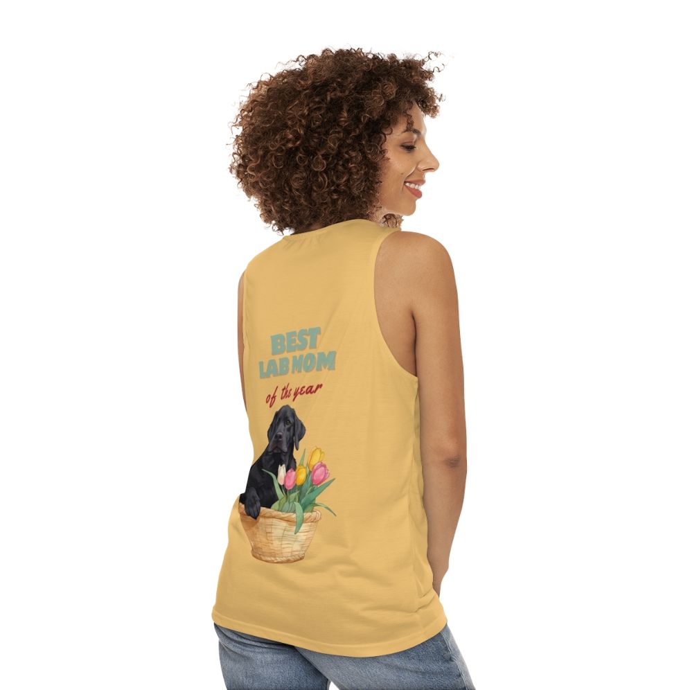 Labrador Retriever Dog Mom Tank Top with Vibrant Tulips Design - women back