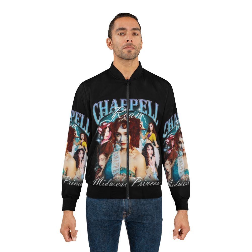 Chappell Roan Midwest Princess Bomber Jacket featuring a vibrant design and casual streetwear style - Lifestyle