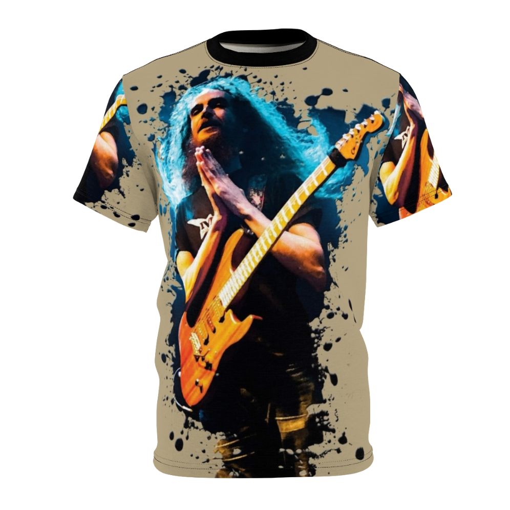 A t-shirt design featuring Guthrie Govan, a renowned guitar virtuoso and hero known for his exceptional music technique and shredding abilities.