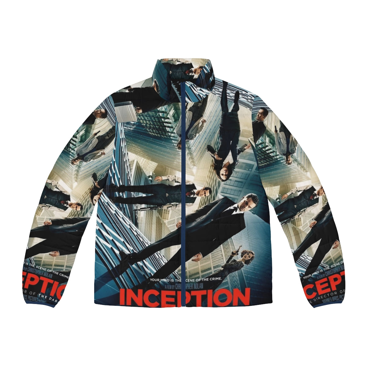 Inception (2010) movie puffer jacket featuring Christopher Nolan's sci-fi dreamworld