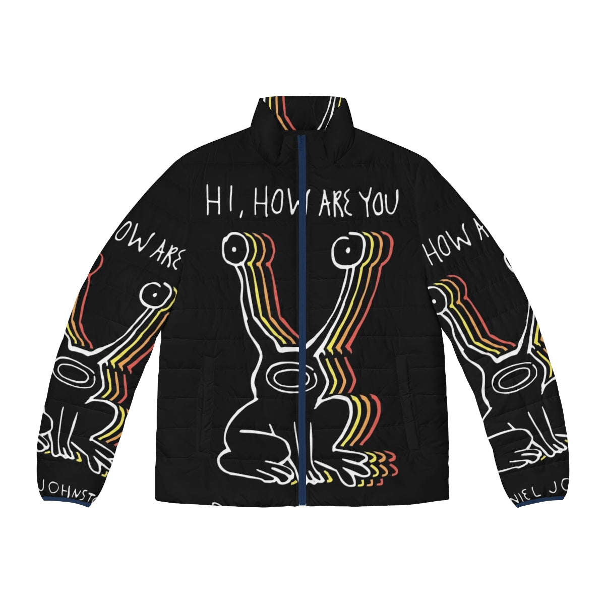 Hi How Are You Inspired Puffer Jacket with Daniel Johnston Artwork