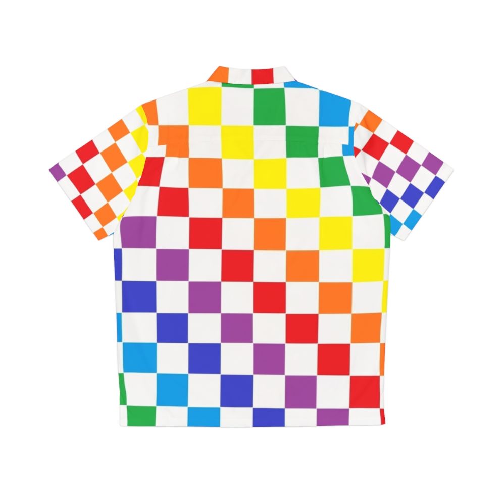 Checkered rainbow pattern hawaiian shirt - Back