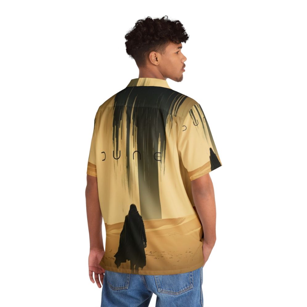 Sand colored Hawaiian shirt with desert and dune inspired design - People Back