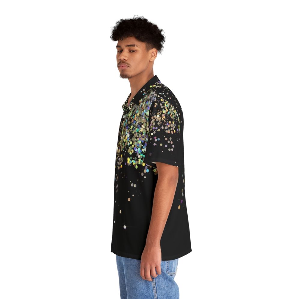 Black holographic sparkle hawaiian shirt - People Left