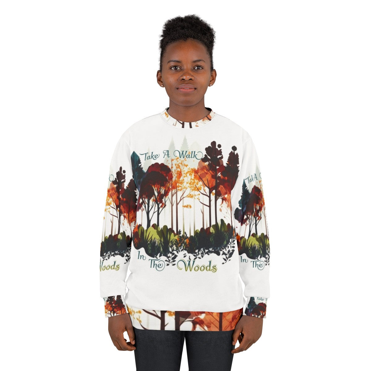 Take a Walk Through Nature Sweatshirt with Colorful Fall Foliage - women