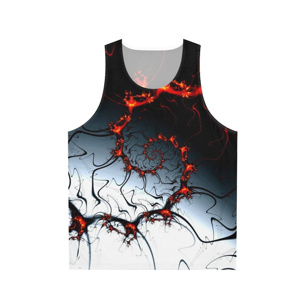 Burning fractal spiral design on unisex tank top