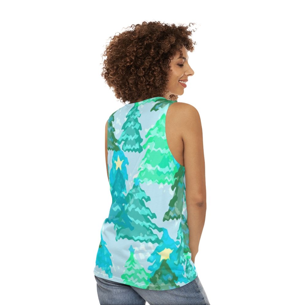 Wintergreen Christmas trees unisex tank top - women back