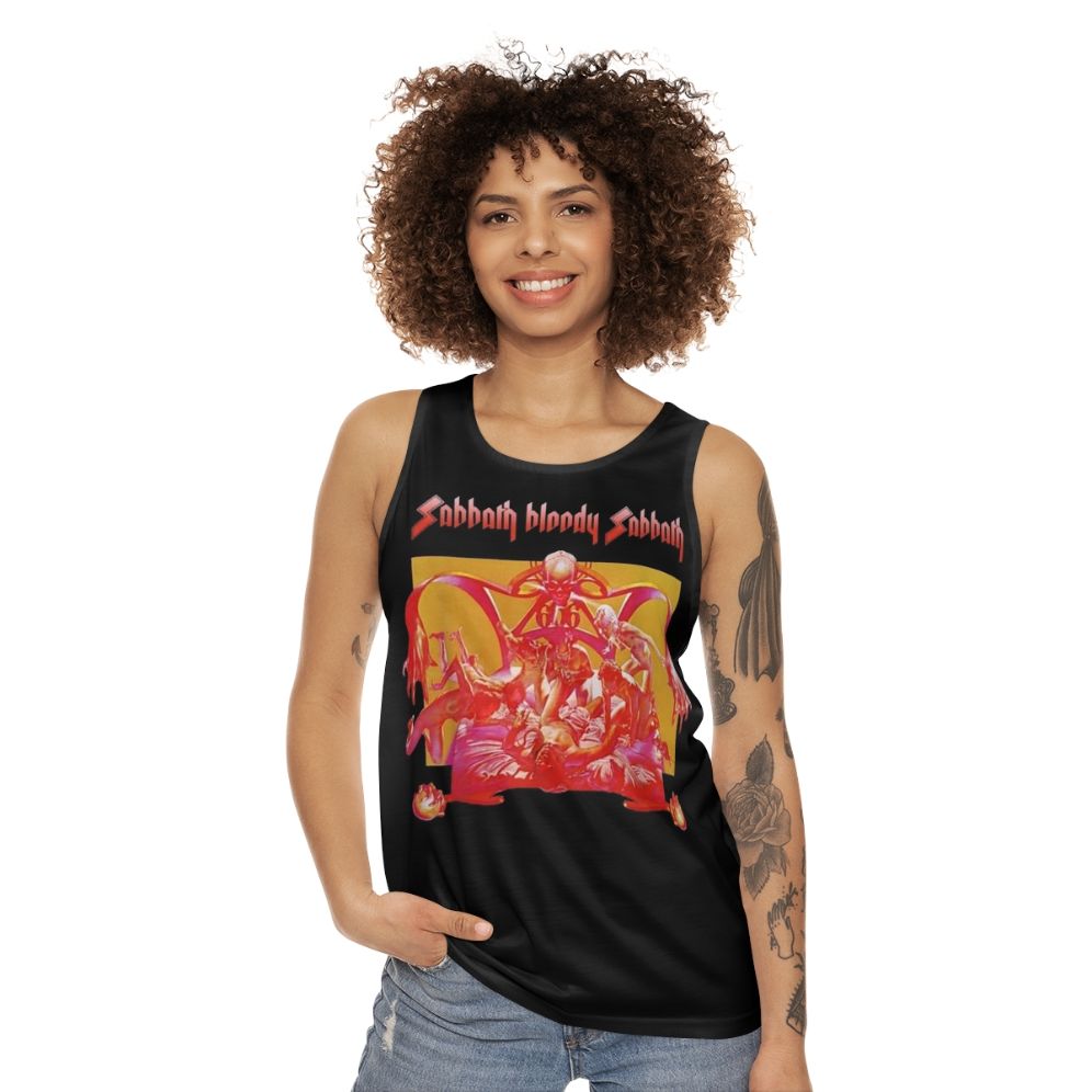 Black bloody unisex heavy metal tank top - women