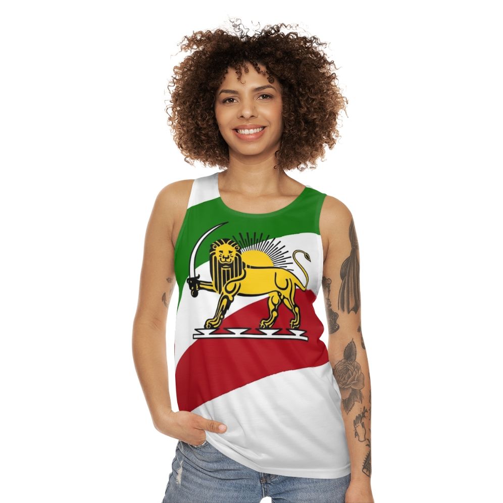 Unisex tank top with Iran flag and lion symbol - women