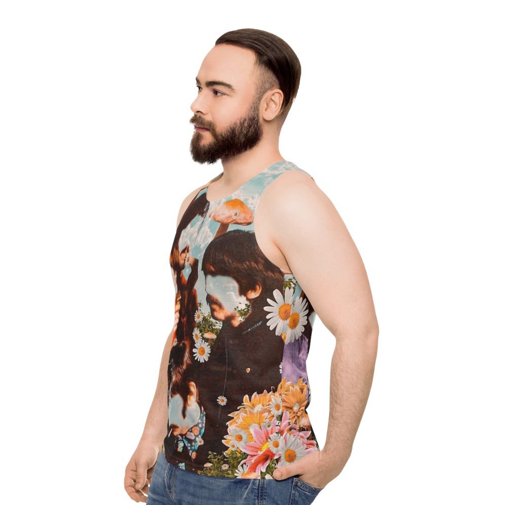 Psychedelic mushroom and flower design unisex tank top - men side