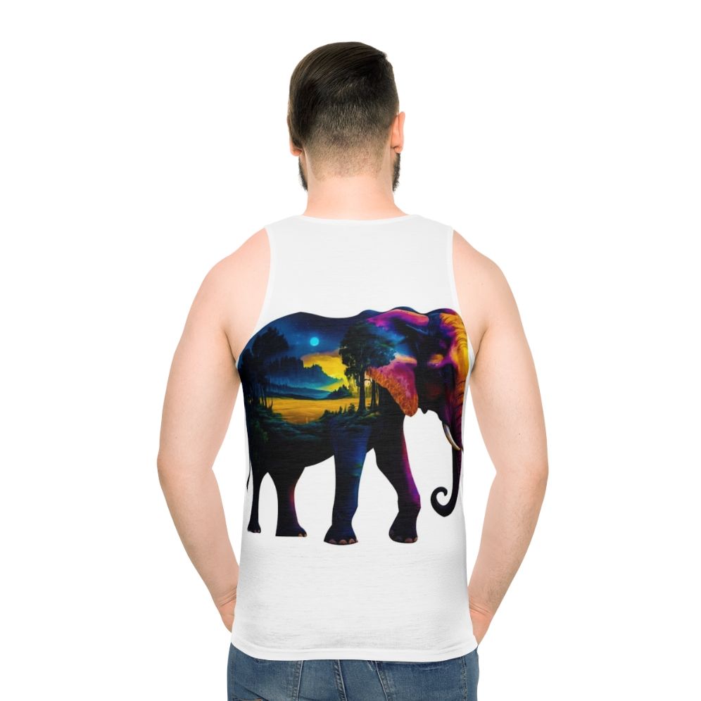 Elephant and nature unisex tank top design - men back