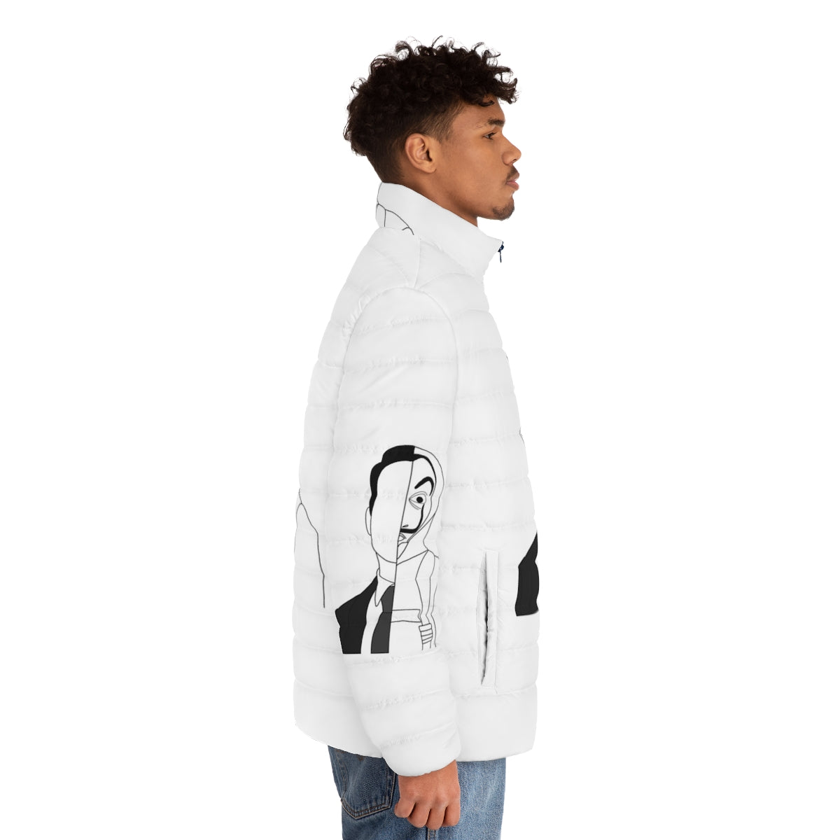 Money Heist Berlin Puffer Jacket with Typography Design - men side right