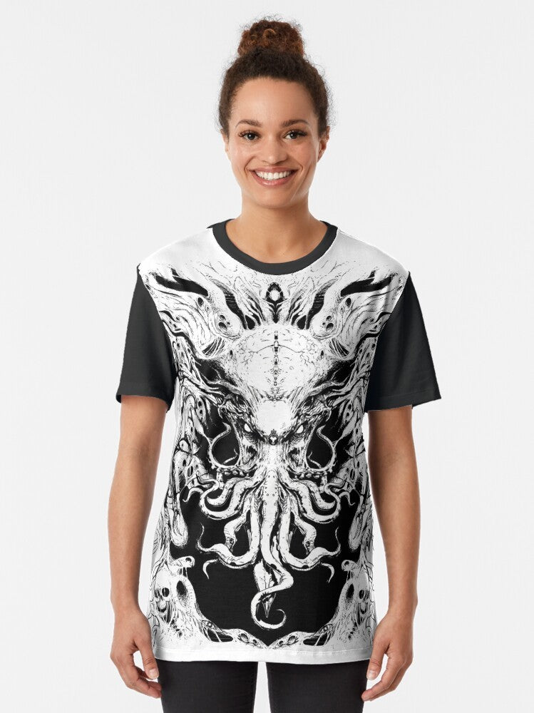 Cthulhu Rising Graphic Design on a T-Shirt - Women