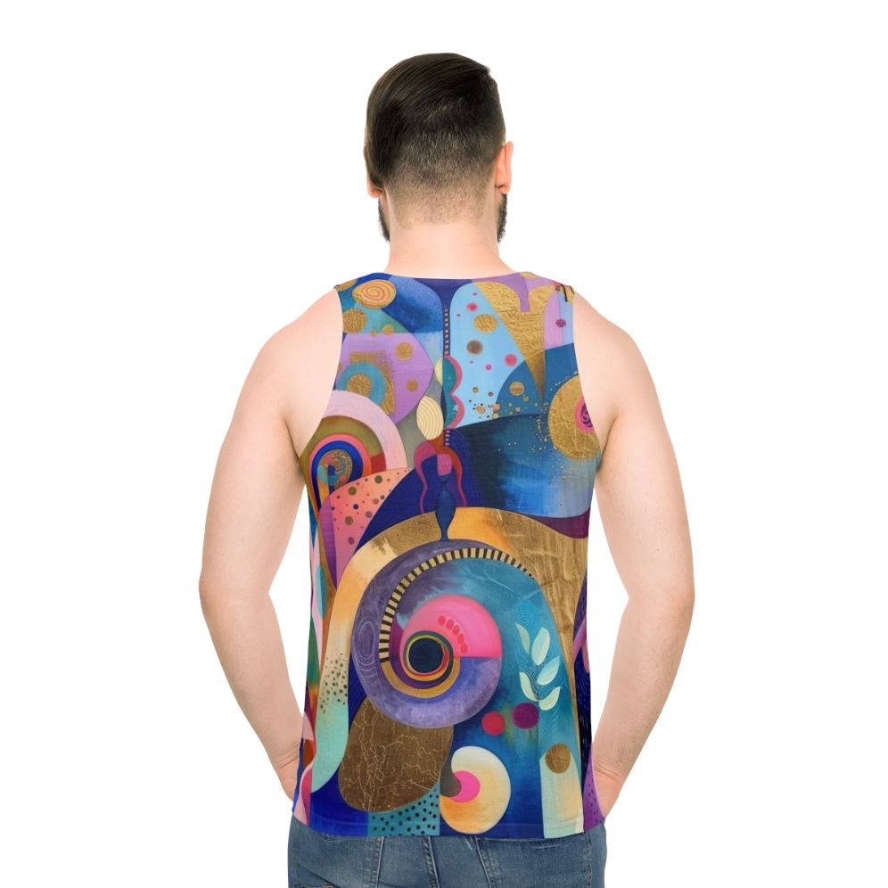 Tropical abstract geometric unisex tank top - men back