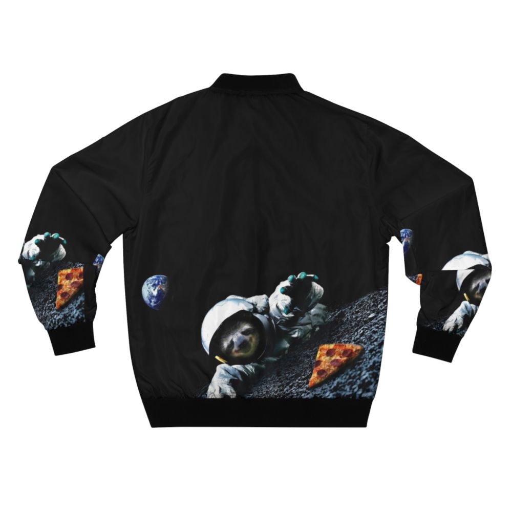 Slothstronaut space bomber jacket with pizza and astronaut design - Back