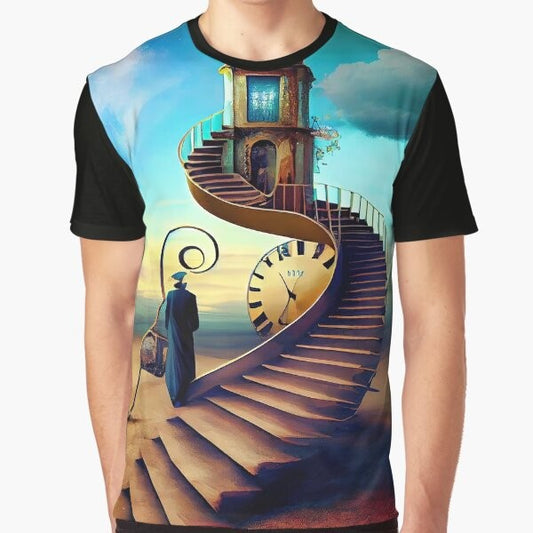 Salvador Dali inspired surreal graphic t-shirt with surreal design elements