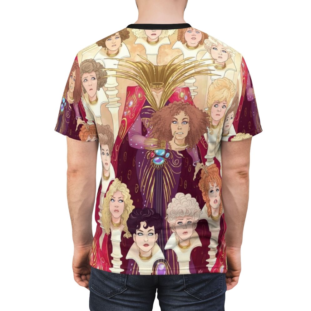 Retro AOP t-shirt featuring Princess Mombi from the 1980s fantasy film Return to Oz - men back