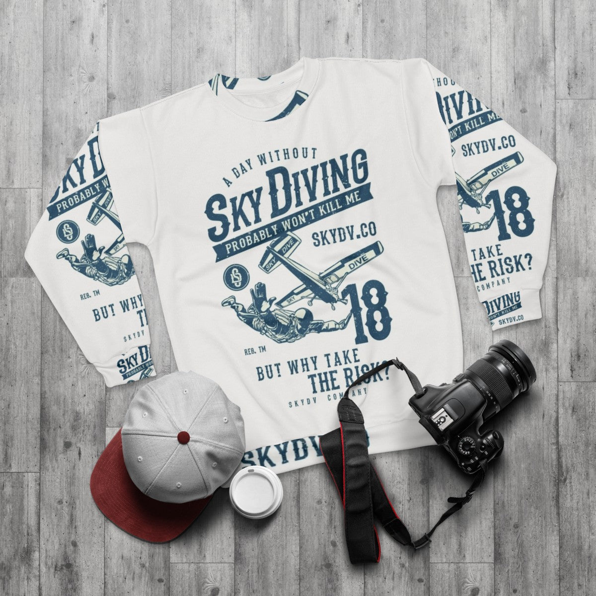 Funny Skydiver Themed Sweatshirt - flat lay